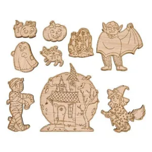 FIGURES DE FUSTA DE HALLOWEEN PER PINTAR + ROTULADORS