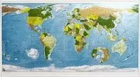 COLOUR MAP: WORLD WALL MAP - PAPER TUBED VERSION 1: POLITICAL WITH PHYSICAL SHADING (COLOURMAPS)  120*66CM