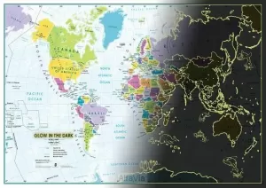 CHILDREN'S WORLD MAP GLOW IN THE DARK 841*594MM
