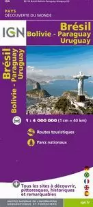 BRESIL BOLIVIE PARAGUAY URUGUAY 1:4.000.000 (IGN)