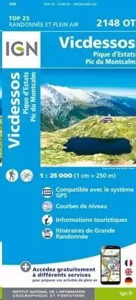2148 OT VICDESSOS PIQUE D'ESTATS, PIC DU MONTCALM 1:25.000 (MAPA IGN)