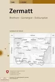 ZERMATT-BREITHORN-GORNERGRAT-DUFOURSPITZE 1:25.000 (1348-SWISSTOPO)