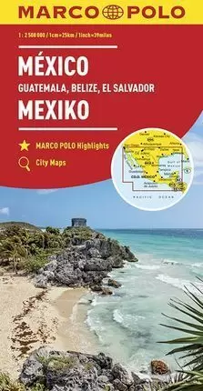 MEXICO GUATEMALA BELIZE SALVADOR 1:2.500.000 (MAPA MARCO POLO)