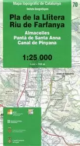PLA DE LA LLITERA, RIU DE FARFANYA, ALMACELLES, PANTÀ DE SANTA ANNA, CANAL DE PINY 1:25.000 (70-ICC)