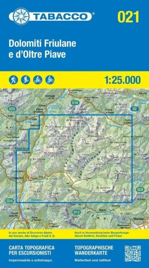 DOLOMITI DI SINISTRA PIAVE 1:25.000 (MAPA TABACCO 21)