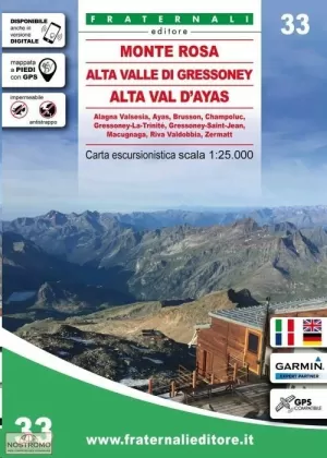 MONTE ROSA, ALTA VALLE DI GRESSONEY, ALTA VAL D'AYAS 1:25.000 (MAP FRATERNALI)